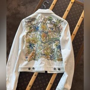 Authentic Dior White Jungle Print Jean Jacket